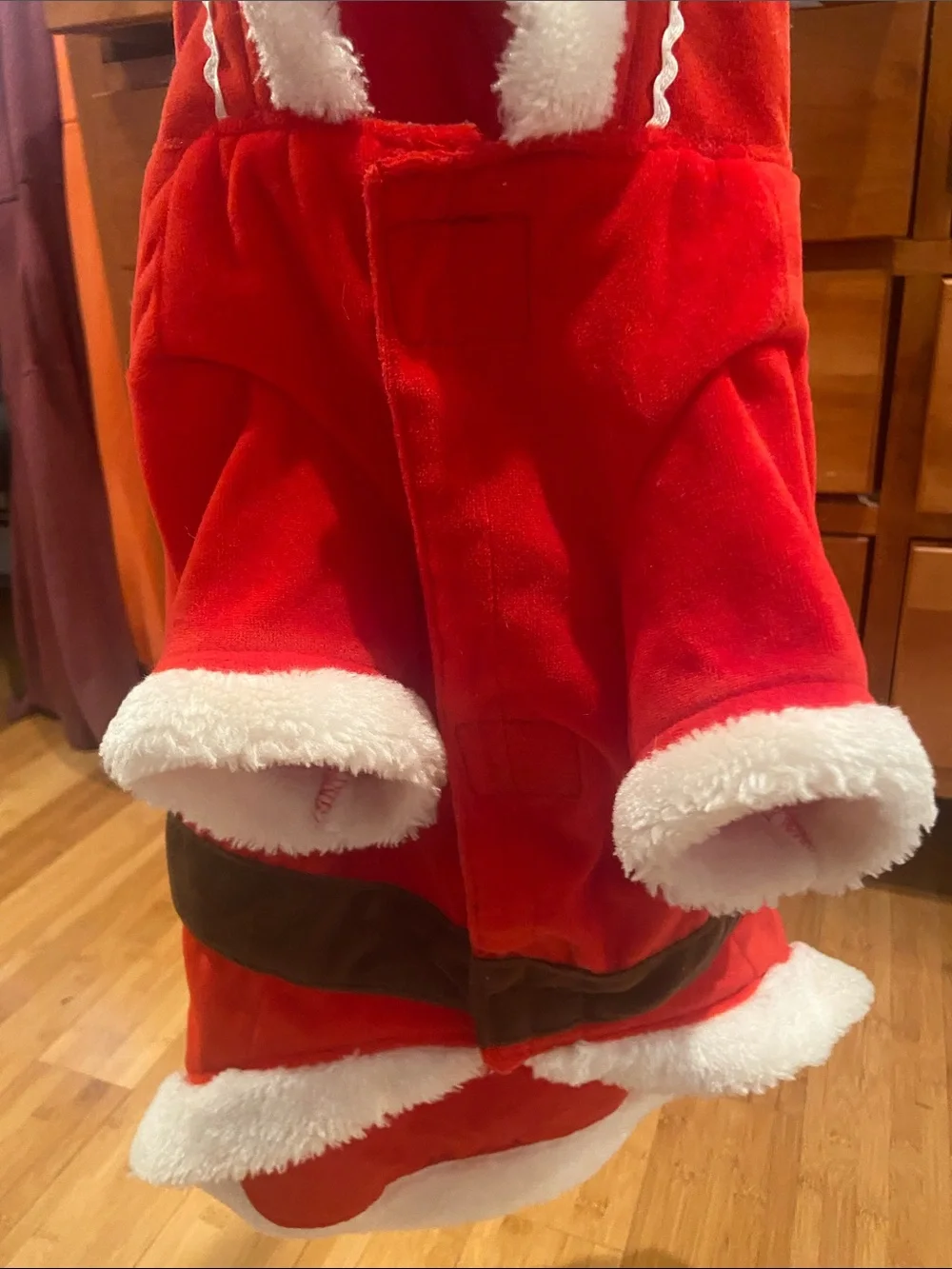 Dog Red Santa Costume Coat with White Trim
